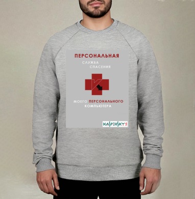 Персональная служба спасения ПК от Kaspersky, Свитшот мужской меланж начес/петля