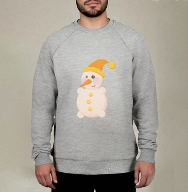 SNOWMAN in orange / Снеговик в оранжевом, Свитшот мужской меланж начес/петля