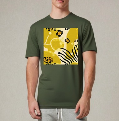 Abstract Animal Safari - Абстрактное сафари животных дикая природа африки, Футболка мужская REGULAR темный хаки