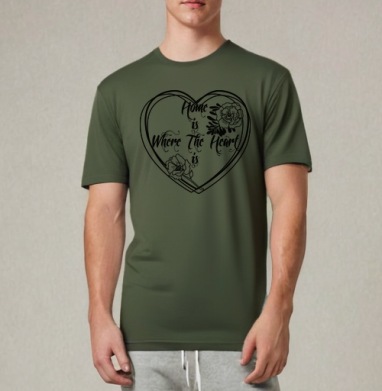 Home is Where The Heart is дом там где сердце, Футболка мужская REGULAR темный хаки