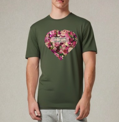 Beautiful Heart of Roses / Красивое сердце роз эта девочка может все, Футболка мужская REGULAR темный хаки