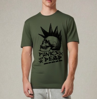 Череп с ирокезом PUNKS NOT DEAD – панк-графика - Купить Товары с принтом 