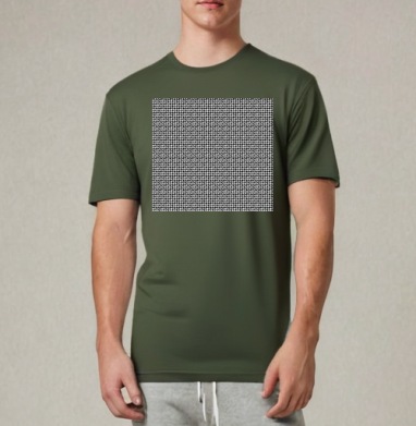 Стильный черный белый узор / Geometric fractal для декора интерьера, Футболка мужская REGULAR темный хаки