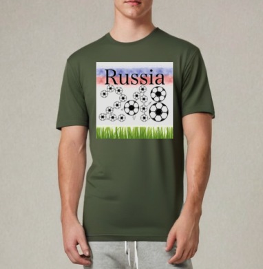 Russia футбол, Футболка мужская REGULAR темный хаки