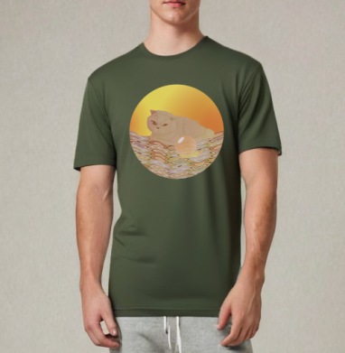 Majestic Cat Seer / Величественный Кот Провидец за мистической сферой, Футболка мужская REGULAR темный хаки