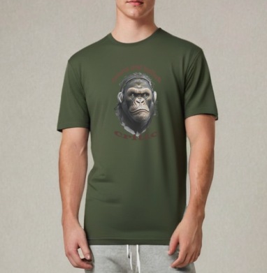 Обезьяна в наушниках слушает опера критик оперы и балета, Футболка мужская REGULAR темный хаки