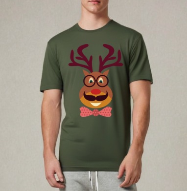 Hipster Deer / Олень-хипстер, Футболка мужская REGULAR темный хаки