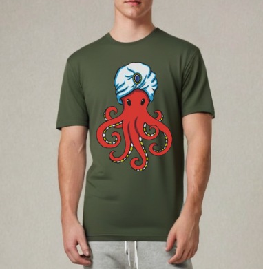 Mystic Octopus / Мистический Осьминог в тюрбане как восточного мудреца мистика, Футболка мужская REGULAR темный хаки