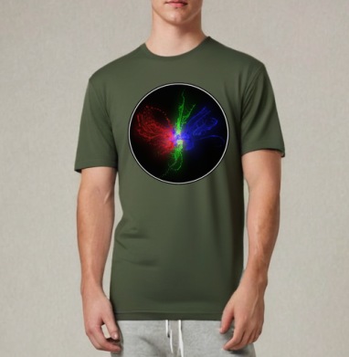 Мощный всплеск RGB цвета в динамике, Футболка мужская REGULAR темный хаки