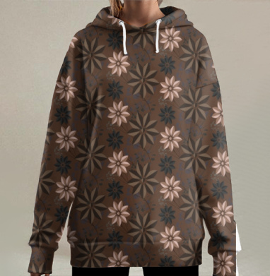 Шоколадный ., Hoodie Long Oversize 3D