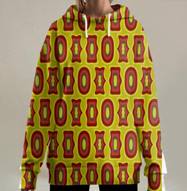 Ретро геометрика в теплых тонах для стильных изделий, Hoodie Long Oversize 3D