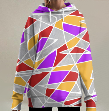 Абстрактная динамика линий и цветов для ярких моментов жизни, Hoodie Long Oversize 3D