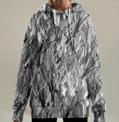 Густая дикая трава живой характер естественной растительности, Hoodie Long Oversize 3D