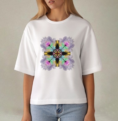 Flower mandala / Цветочная мандала, Футболка женская оверсайз Mido