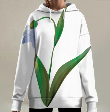 Нежный подснежник векторный рисунок, Hoodie Long Oversize 3D