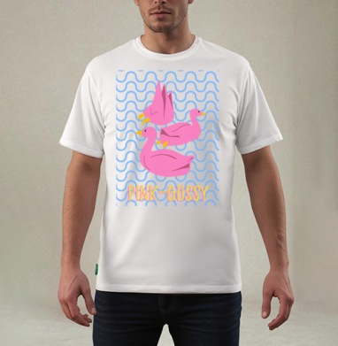 Яркий принт с розовыми утками Pink-Gussy, Футболка мужская REGULAR белая