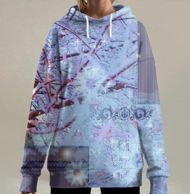 Стильный зимний узор с снежинками для декора, Hoodie Long Oversize 3D