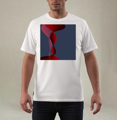 Абстрактная Красная Лента на Тёмном Фоне, Футболка мужская REGULAR белая
