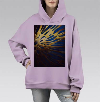 Взрыв золотой энергии и динамики, Hoodie Mono Fiolet, оверсайз, утепленная