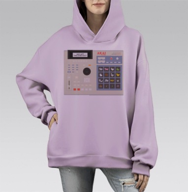 AKAI MPC for kids, Hoodie Mono Fiolet, оверсайз, утепленная