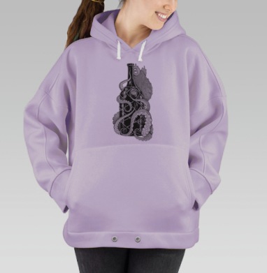 Осьминог захватывает бутылку – мистика и борьба, Hoodie Oversize Fiolet