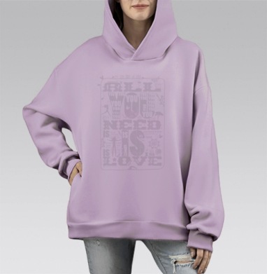 All you need is..., Hoodie Mono Fiolet, оверсайз, утепленная