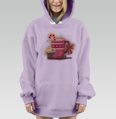 Зимний уют с горячим напитком и кексом, Hoodie Mjhigh Dig Mel, Fiolet, утепленная