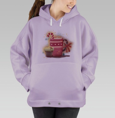 Зимний уют с горячим напитком и кексом, Hoodie Oversize Fiolet