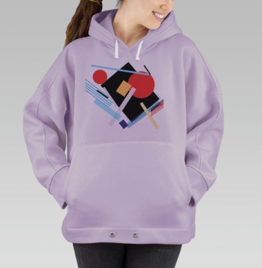 Абстрактная динамичная композиция в стиле конструктивизм, Hoodie Oversize Fiolet