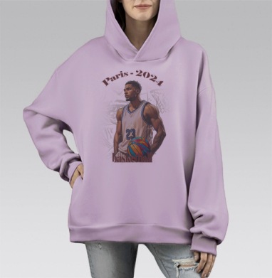 Баскетболист готовится к Олимпиаде в Париже 2024 basketball, Hoodie Mono Fiolet, оверсайз, утепленная
