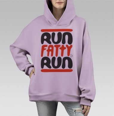 БЕГИ ТОЛСТЯК БЕГИ, Hoodie Mono Fiolet, оверсайз, утепленная