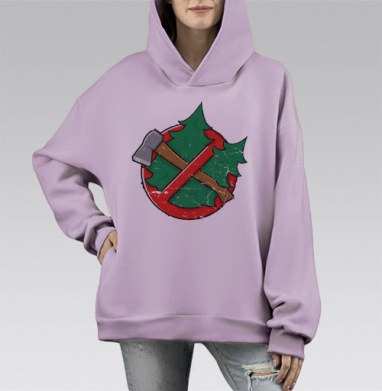 Beregite elki, Hoodie Mono Fiolet, оверсайз, утепленная