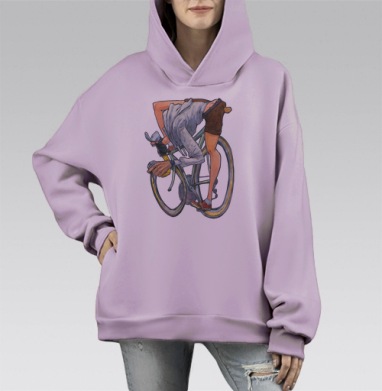 Бешеный велосипедист, Hoodie Mono Fiolet, оверсайз, утепленная