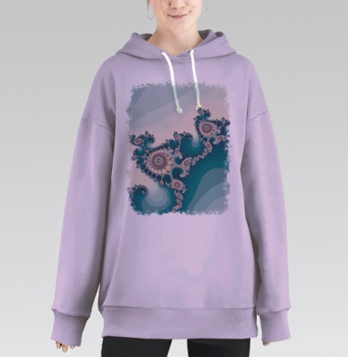 Бирюзовый фрактал, Hoodie Long Oversize Fiolet