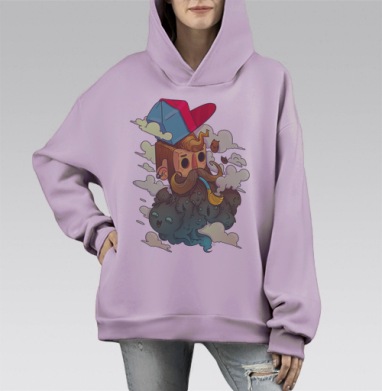 Бородокотики, Hoodie Mono Fiolet, оверсайз, утепленная