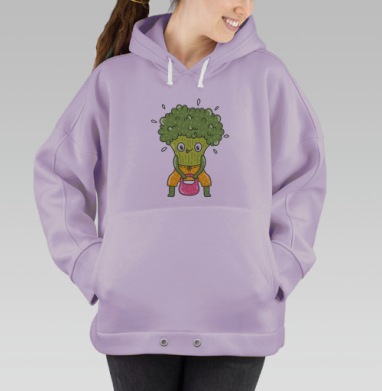 Весёлый брокколи с розовой гирей для фитнеса, Hoodie Oversize Fiolet