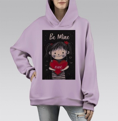 Будь моим, Hoodie Mono Fiolet, оверсайз, утепленная
