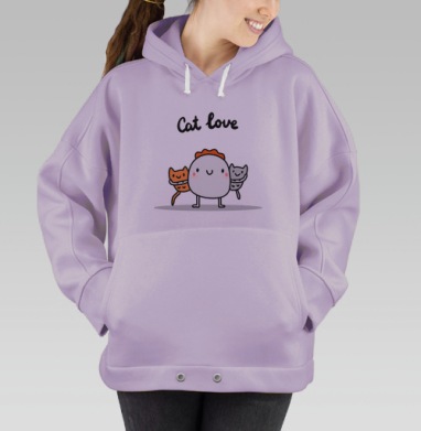 Милый персонаж с котиками: теплота и нежность, Hoodie Oversize Fiolet