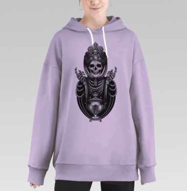 Скелет в кокошнике с жемчугом и самоваром, Hoodie Long Oversize Fiolet