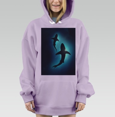 Величие двух акул в бирюзовом свете океана, Hoodie Mjhigh Dig Mel, Fiolet, утепленная