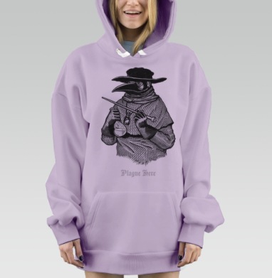 Стилизованный портрет средневекового чумного доктора, Hoodie Mjhigh Dig Mel, Fiolet, утепленная
