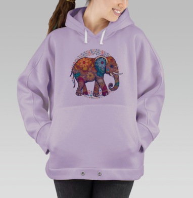 Психоделический слон – символ мудрости и гармонии, Hoodie Oversize Fiolet