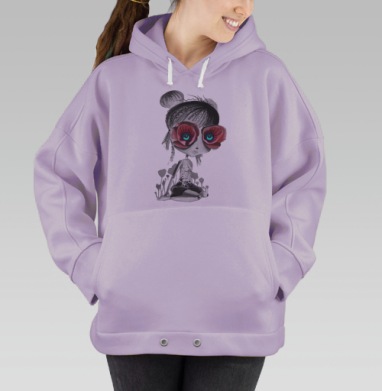 Кукла с глазами-аппликациями из маков, Hoodie Oversize Fiolet