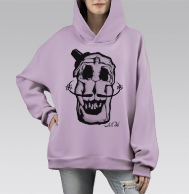 Dali Skull, Hoodie Mono Fiolet, оверсайз, утепленная