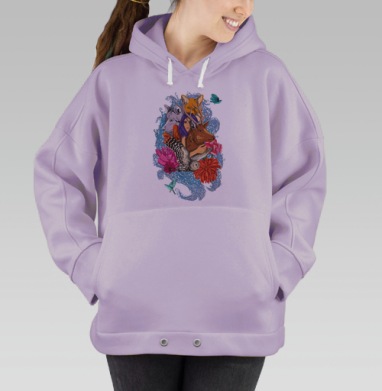 Женщина с оленем: гармония природы и мистики, Hoodie Oversize Fiolet