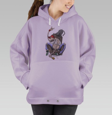 Дедушка и кот, Hoodie Oversize Fiolet