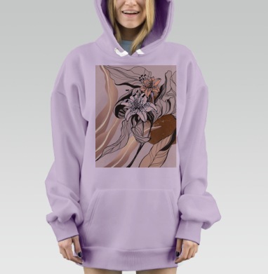 Картина с изящными лилиями в стиле модерн, Hoodie Mjhigh Dig Mel, Fiolet, утепленная