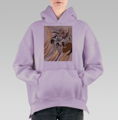 Картина с изящными лилиями в стиле модерн, Hoodie Oversize Fiolet, утепленная
