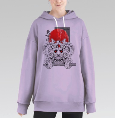 Самурай на рассвете с путём и силой, Hoodie Long Oversize Fiolet