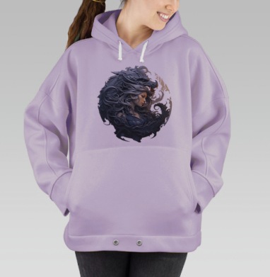 Магия единения: дракон и девушка, Hoodie Oversize Fiolet